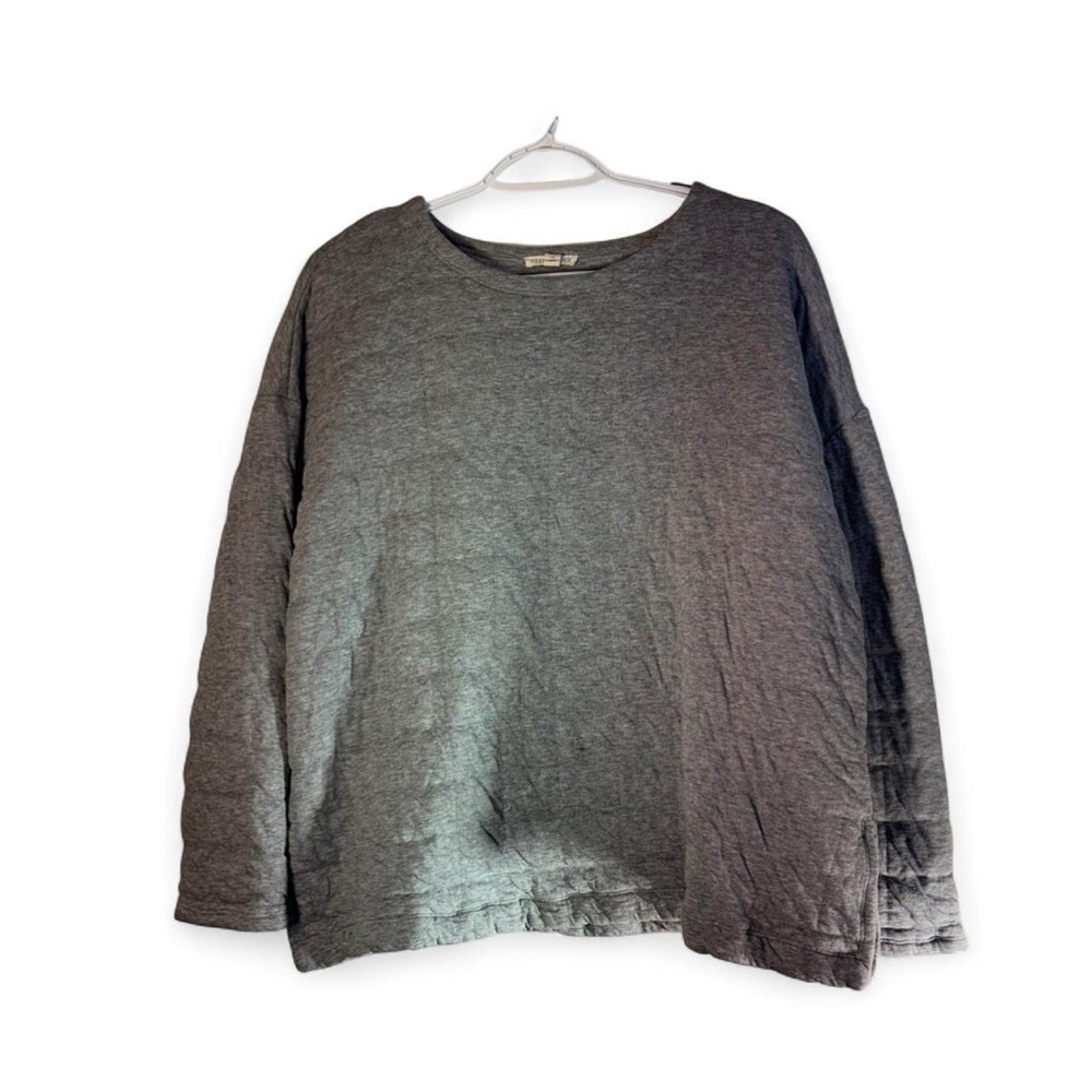 Eileen Fisher Charcoal Gray Lightweight quilted  Sweater